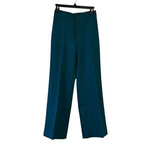 Vintage 70s 80s Levi's Women's Teal High Rise Wide Leg Polyester Trousers Small
